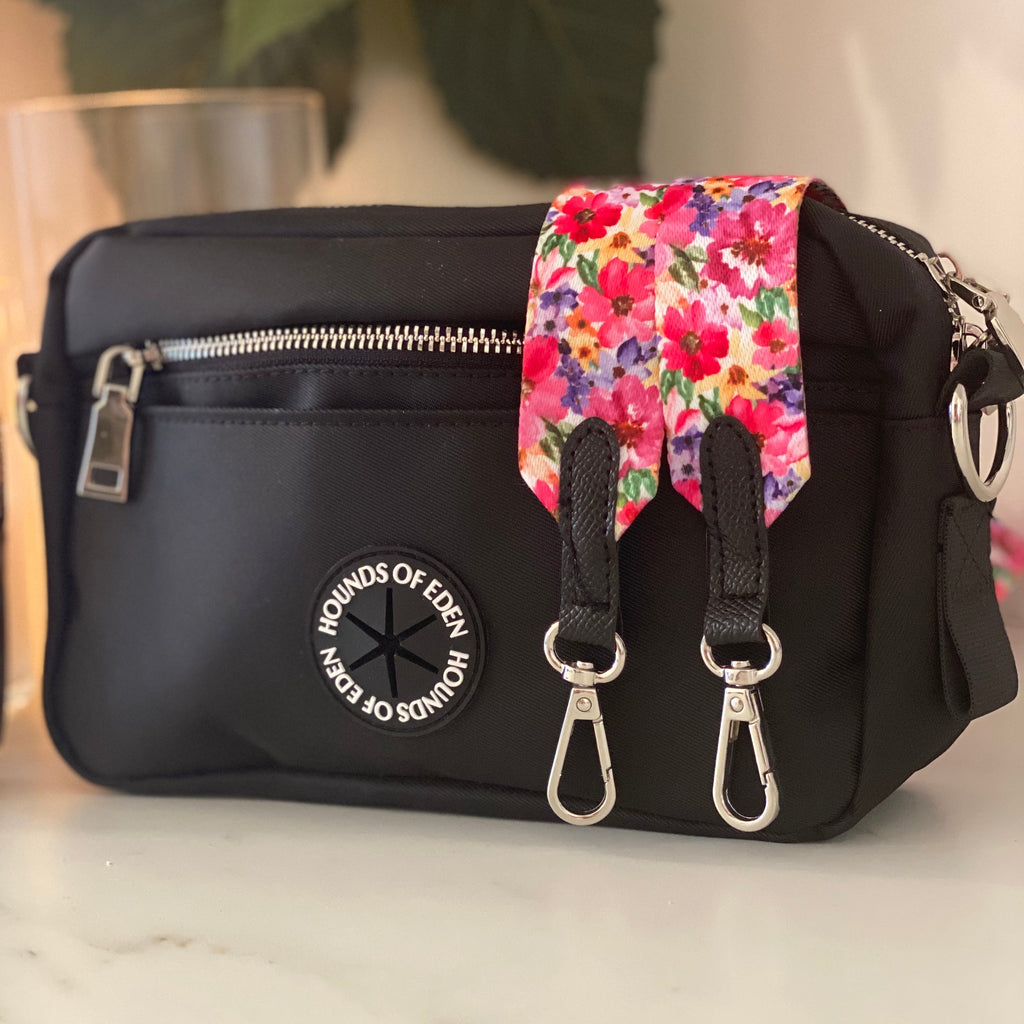 Black Dog Walking Bag with Silver Hardware | Bag Only