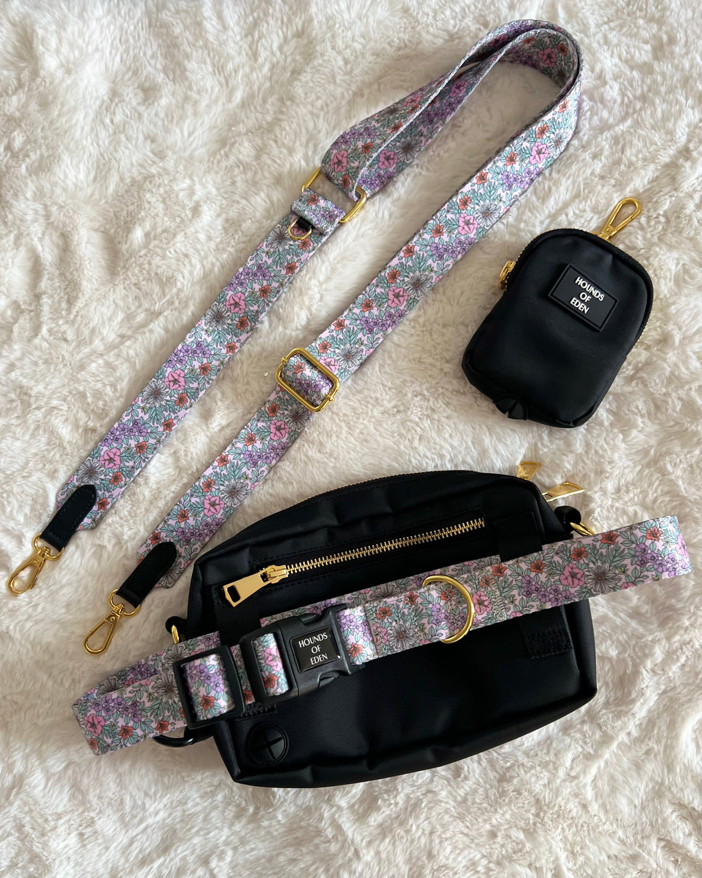 Dog Walking Bag - Black - Gold Hardware *BAG ONLY*