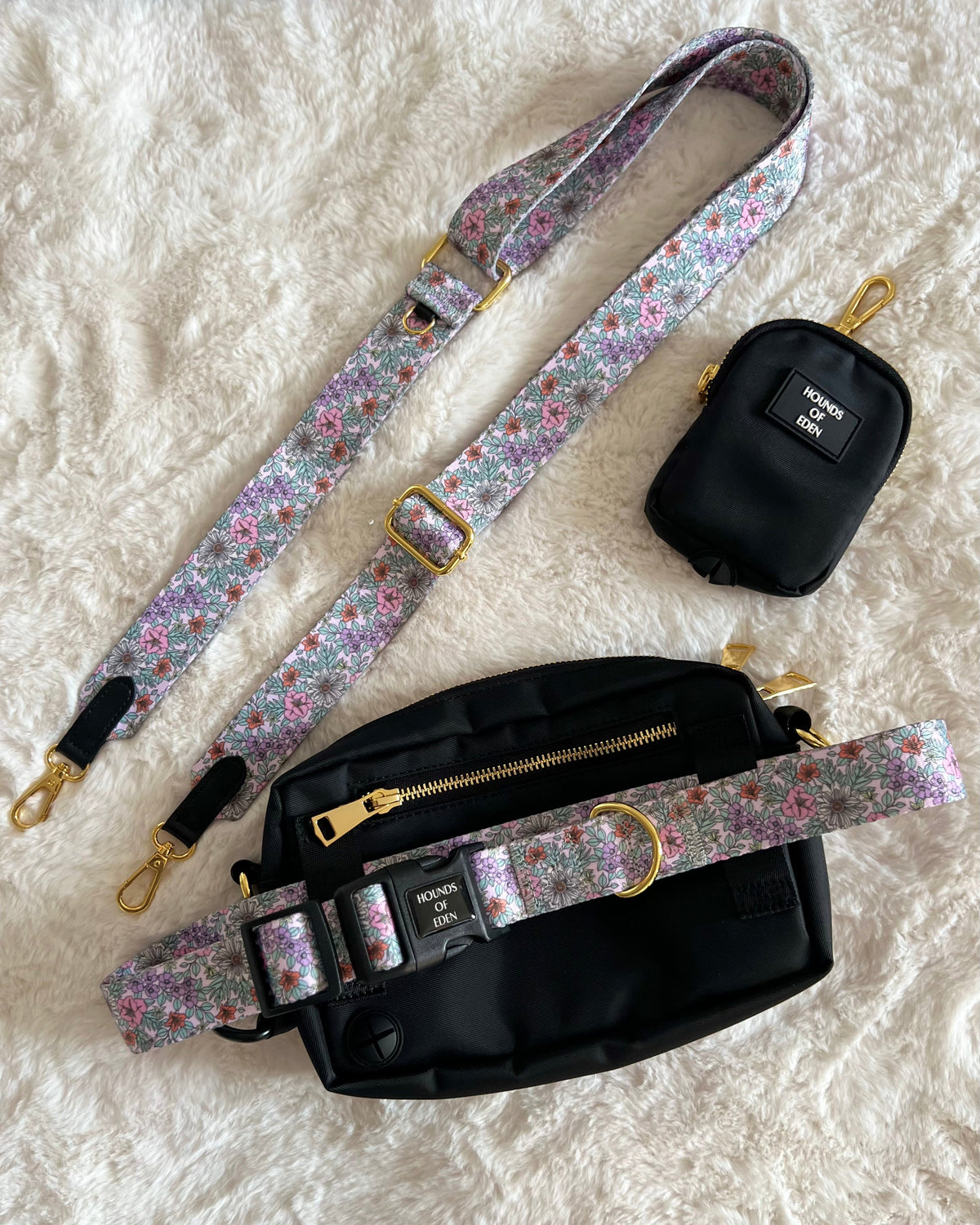 Dog Walking Bag - Black - Gold Hardware *BAG ONLY*