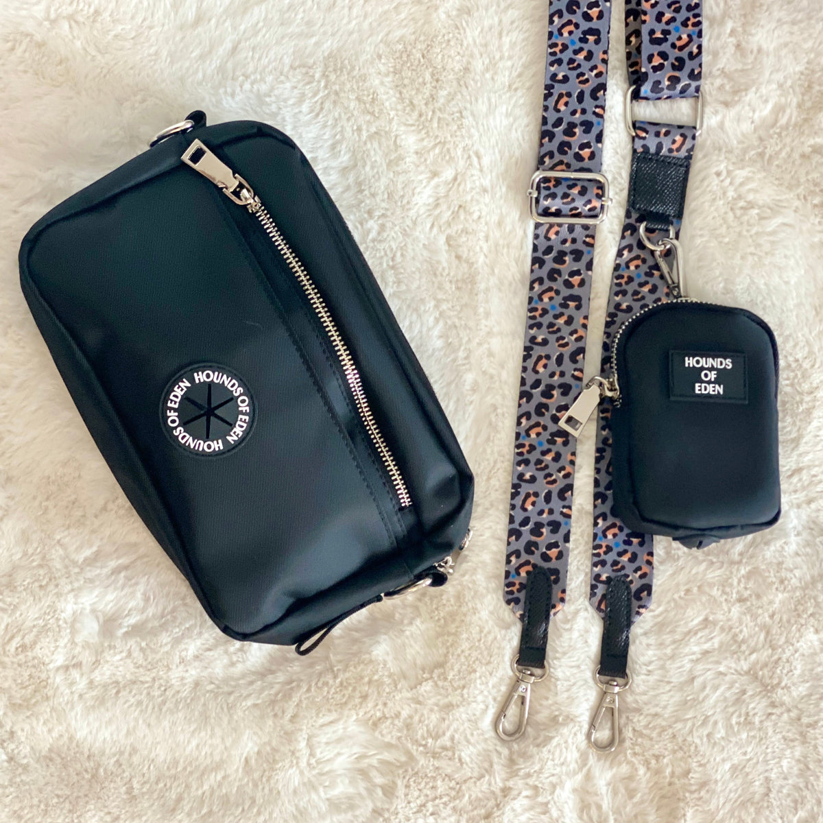 Black Dog Walking Bag with Silver Hardware | Bag Only