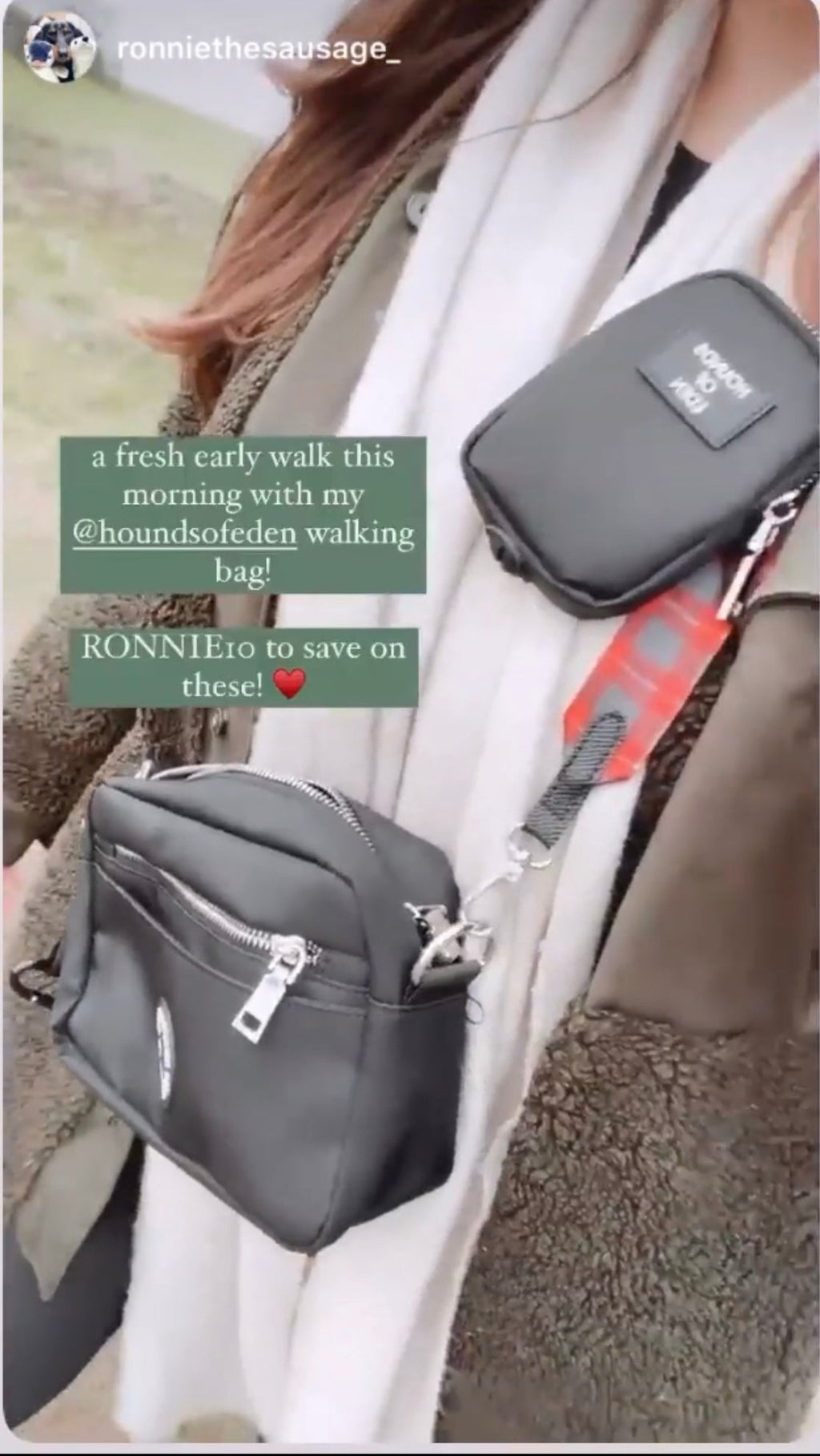 Black Dog Walking Bag with Silver Hardware | Bag Only
