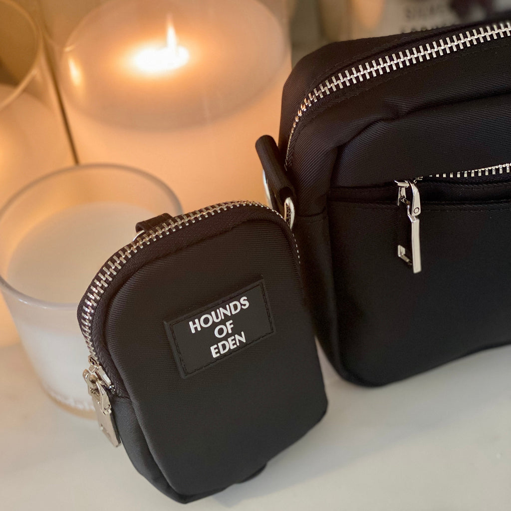Black Dog Walking Bag with Silver Hardware | Bag Only