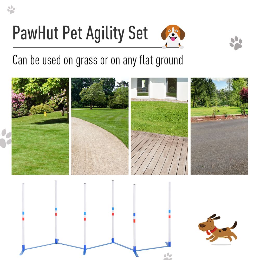 PawHut Adjustable Dog Agility Weave Pole Set