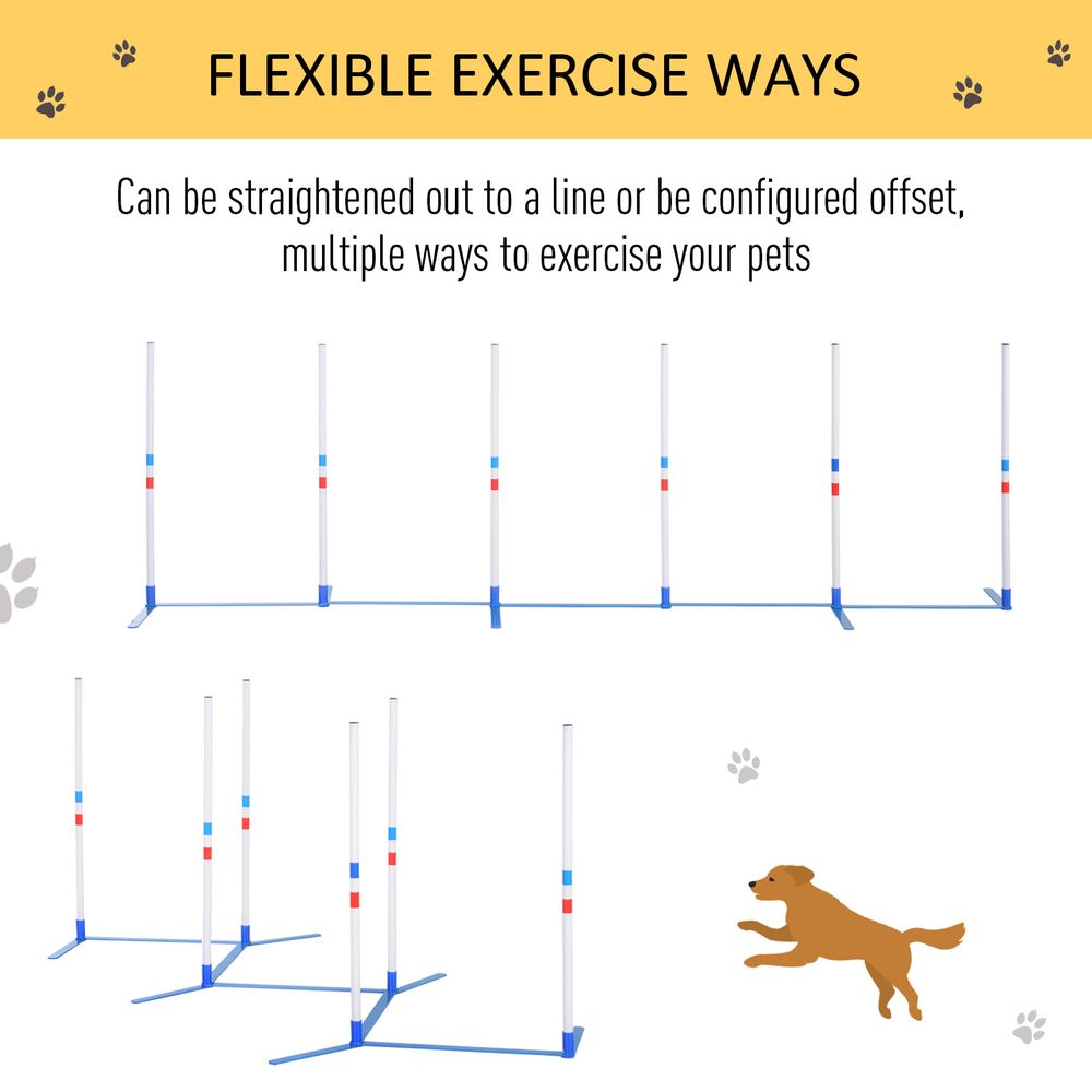 PawHut Adjustable Dog Agility Weave Pole Set