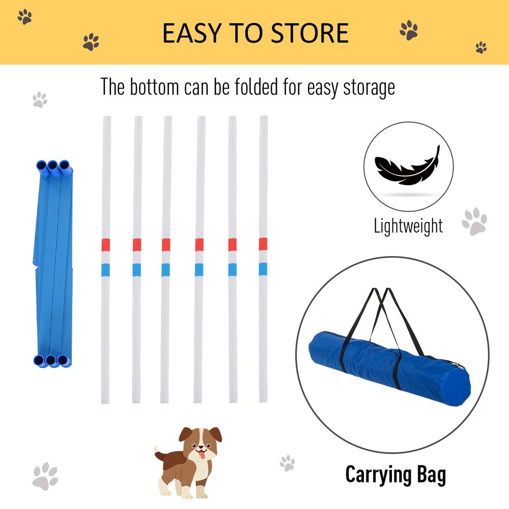 PawHut Adjustable Dog Agility Weave Pole Set